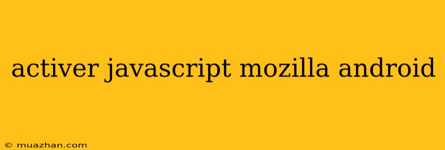 Activer Javascript Mozilla Android