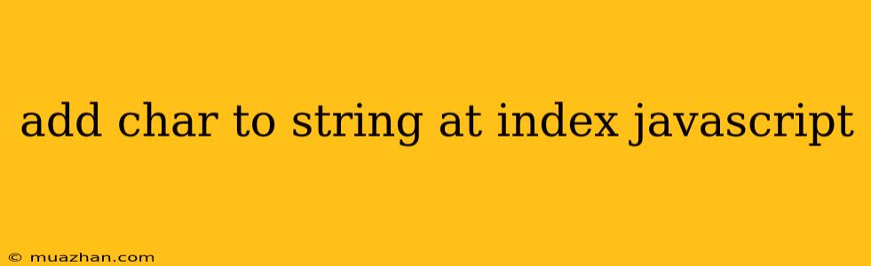 Add Char To String At Index Javascript