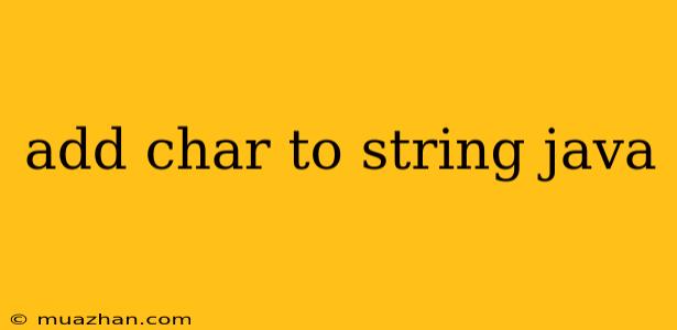 Add Char To String Java