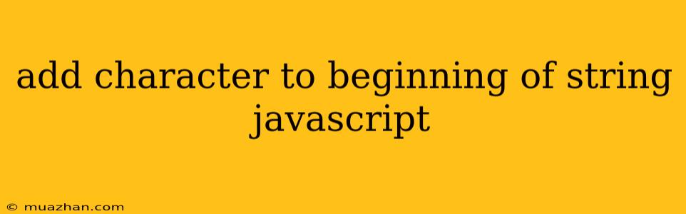 Add Character To Beginning Of String Javascript