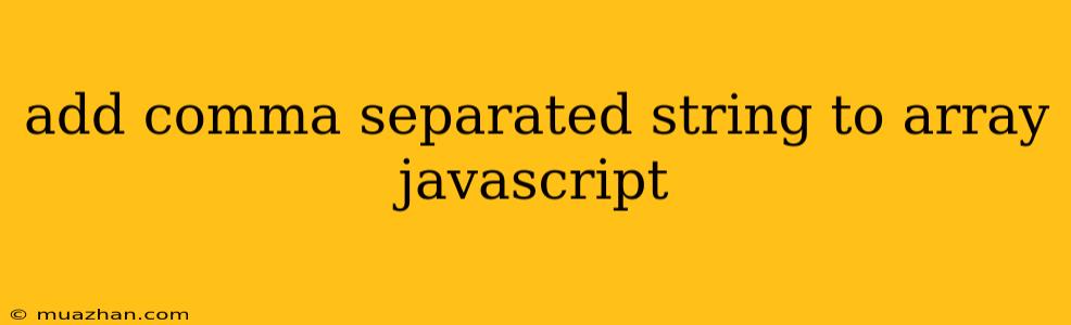 Add Comma Separated String To Array Javascript