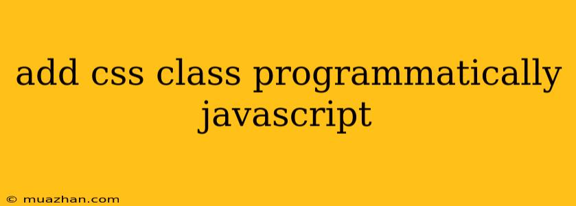 Add Css Class Programmatically Javascript