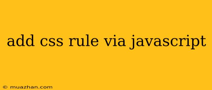 Add Css Rule Via Javascript