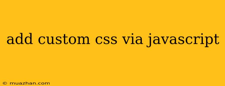 Add Custom Css Via Javascript