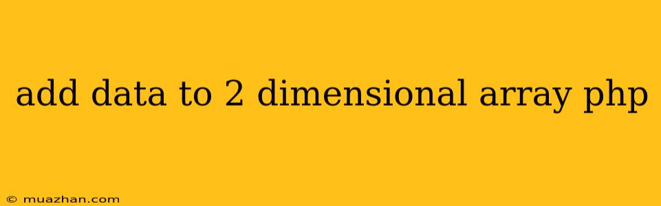 Add Data To 2 Dimensional Array Php