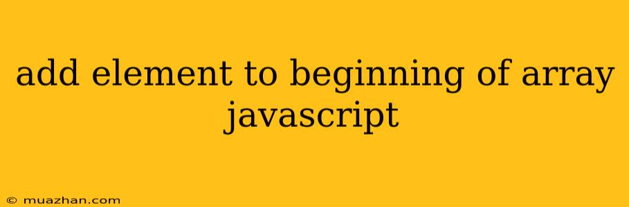 Add Element To Beginning Of Array Javascript
