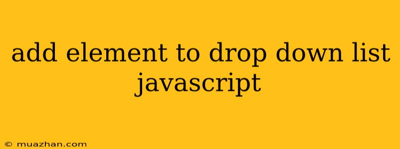 Add Element To Drop Down List Javascript