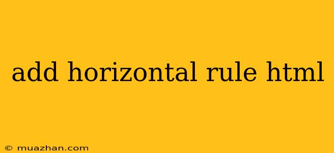 Add Horizontal Rule Html
