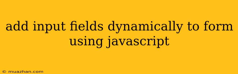 Add Input Fields Dynamically To Form Using Javascript