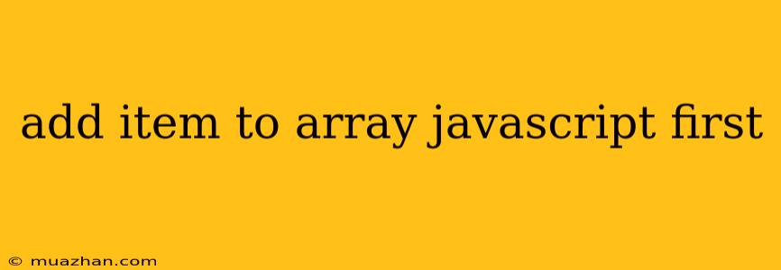 Add Item To Array Javascript First