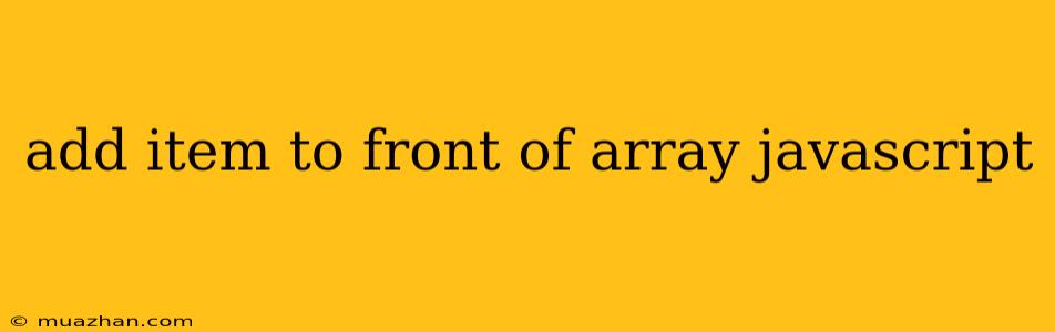 Add Item To Front Of Array Javascript