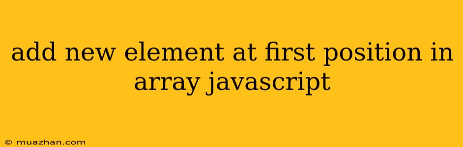 Add New Element At First Position In Array Javascript