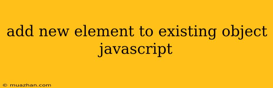 Add New Element To Existing Object Javascript