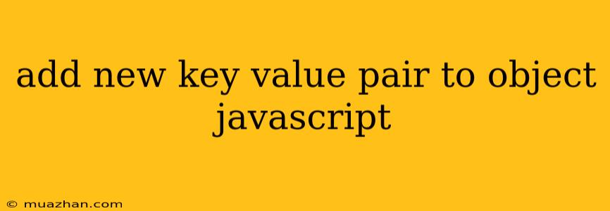 Add New Key Value Pair To Object Javascript