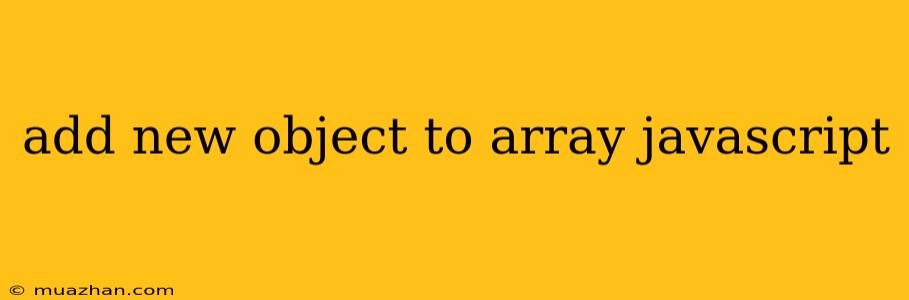Add New Object To Array Javascript