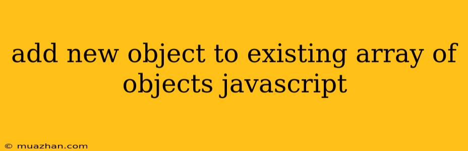 Add New Object To Existing Array Of Objects Javascript