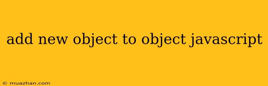 Add New Object To Object Javascript