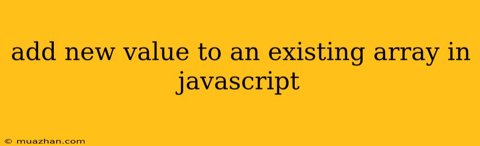 Add New Value To An Existing Array In Javascript