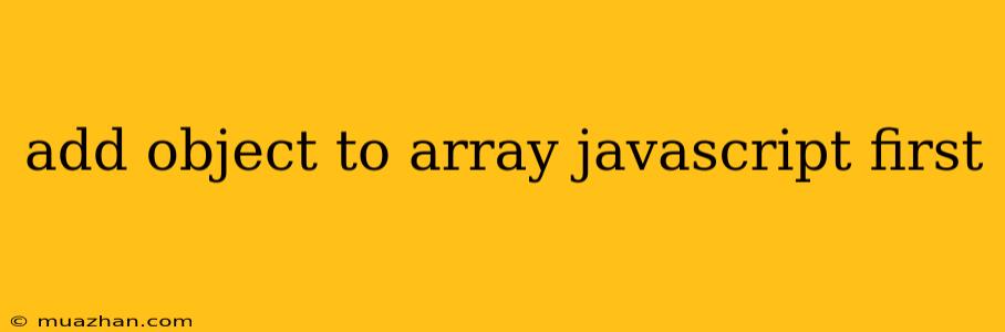 Add Object To Array Javascript First