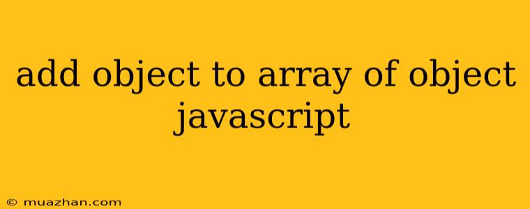 Add Object To Array Of Object Javascript