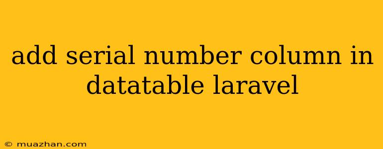 Add Serial Number Column In Datatable Laravel