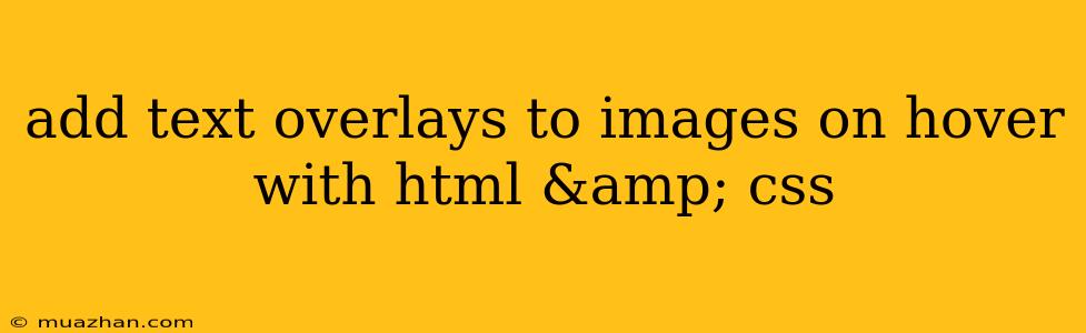 Add Text Overlays To Images On Hover With Html & Css
