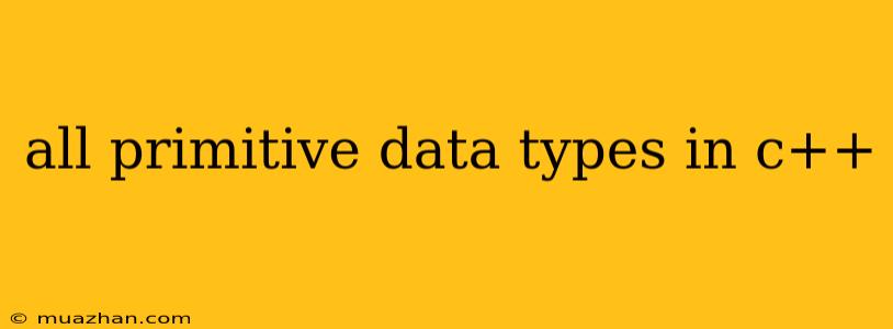 All Primitive Data Types In C++