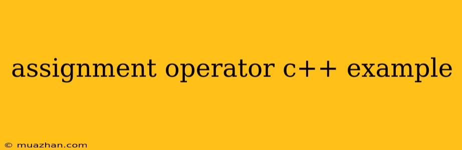 Assignment Operator C++ Example