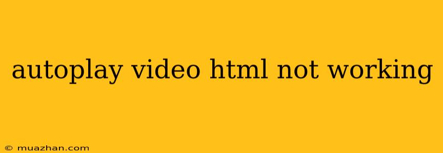 Autoplay Video Html Not Working