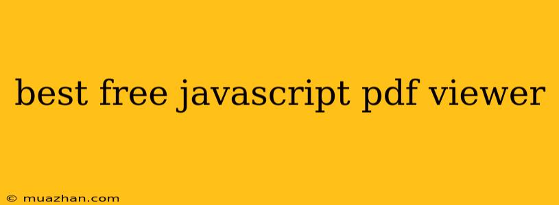 Best Free Javascript Pdf Viewer