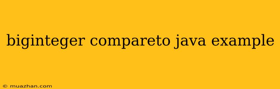 Biginteger Compareto Java Example