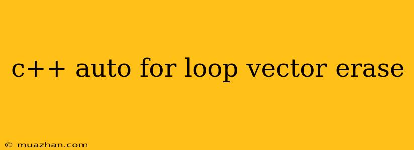 C++ Auto For Loop Vector Erase