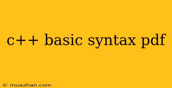 C++ Basic Syntax Pdf