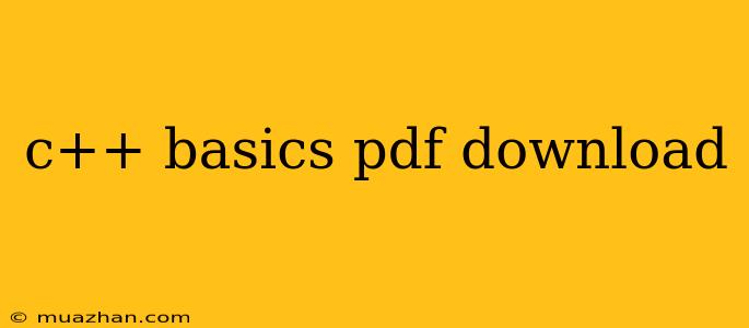 C++ Basics Pdf Download