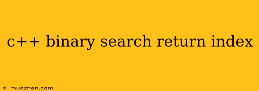 C++ Binary Search Return Index
