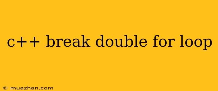 C++ Break Double For Loop