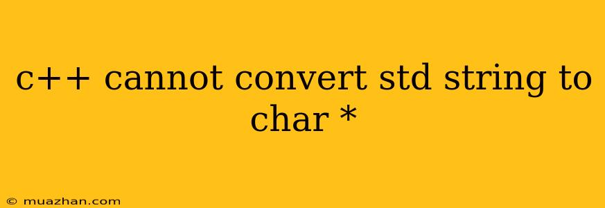 C++ Cannot Convert Std String To Char *