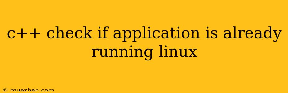C++ Check If Application Is Already Running Linux