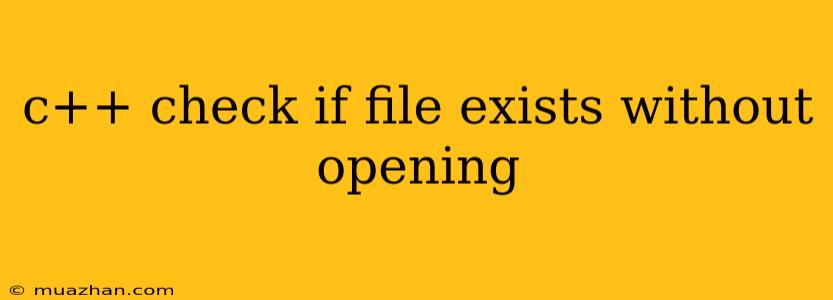 C++ Check If File Exists Without Opening