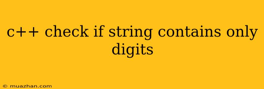 C++ Check If String Contains Only Digits