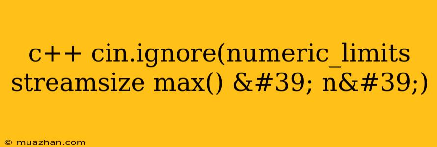C++ Cin.ignore(numeric_limits Streamsize Max() ' N')