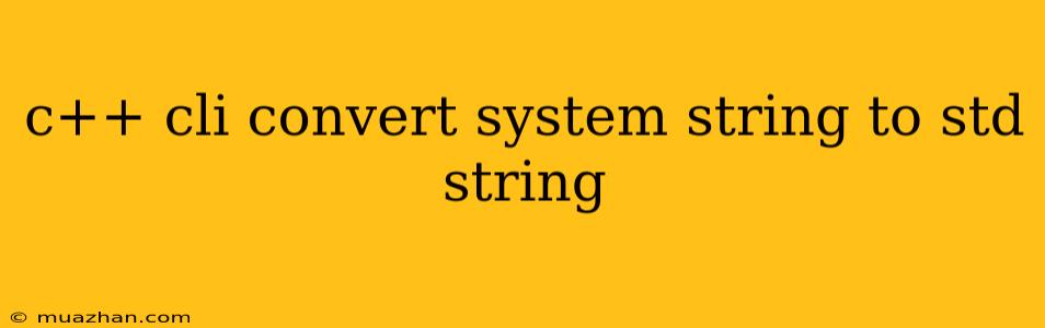 C++ Cli Convert System String To Std String