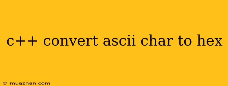 C++ Convert Ascii Char To Hex