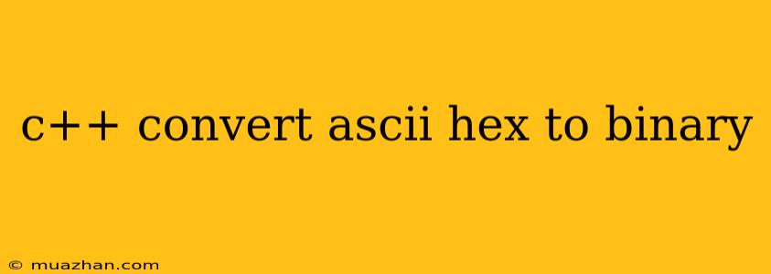 C++ Convert Ascii Hex To Binary