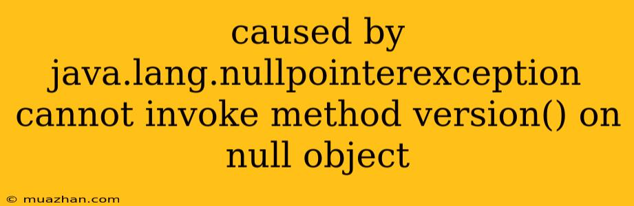 Caused By Java.lang.nullpointerexception Cannot Invoke Method Version() On Null Object