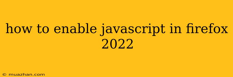 How To Enable Javascript In Firefox 2022