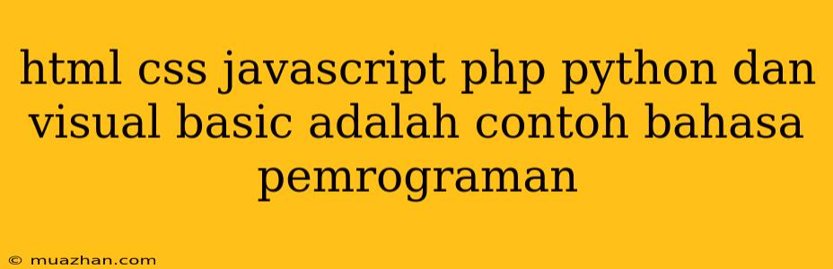Html Css Javascript Php Python Dan Visual Basic Adalah Contoh Bahasa Pemrograman